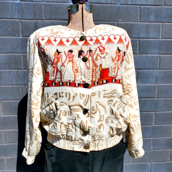 Vintage Jackets & Blazers - Vintage Egyptian themed button down jacket